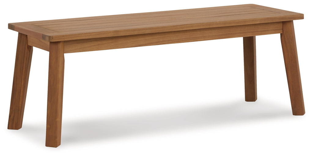 Janiyah Light Brown Outdoor Dining Bench
