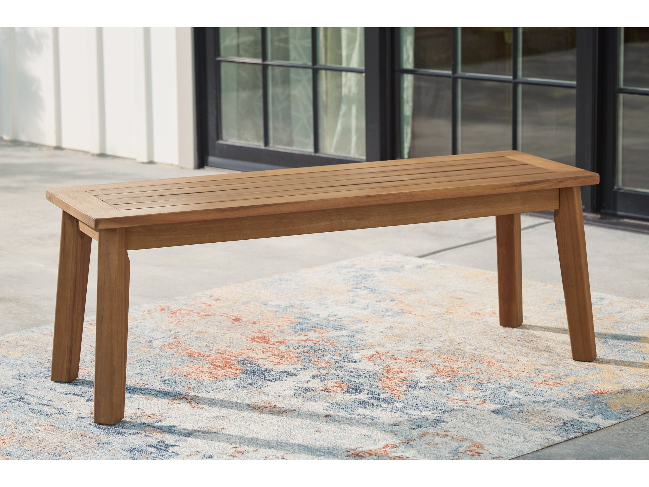 Janiyah Light Brown Outdoor Dining Bench