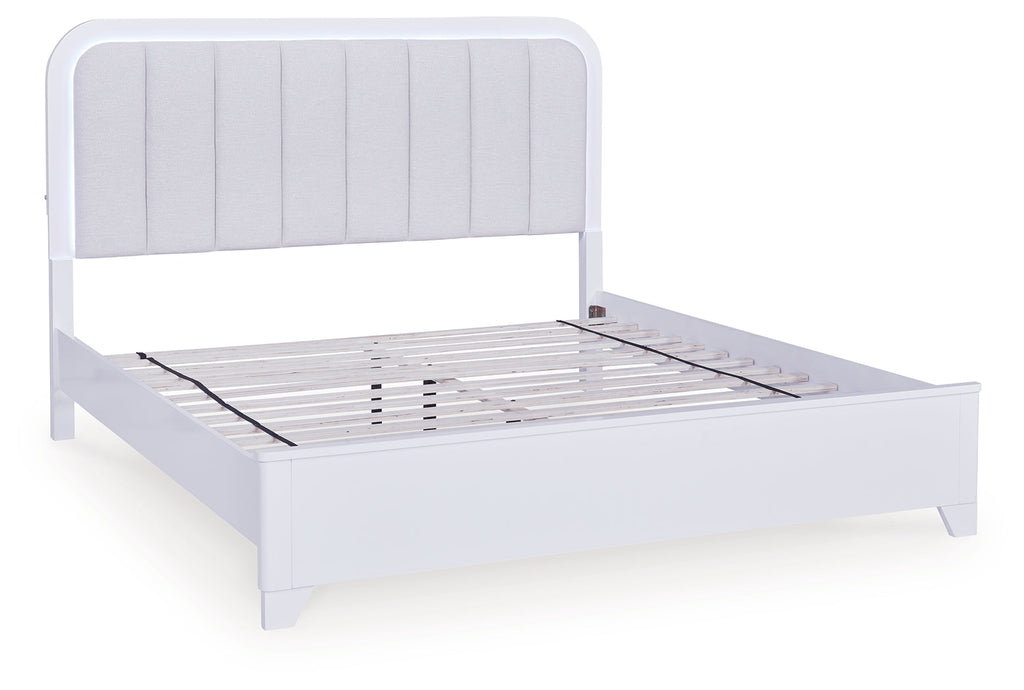 Jarlee White California King Upholstered Panel Bed