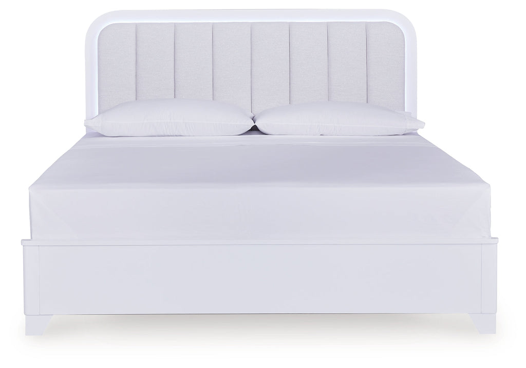 Jarlee White King Upholstered Panel Bed
