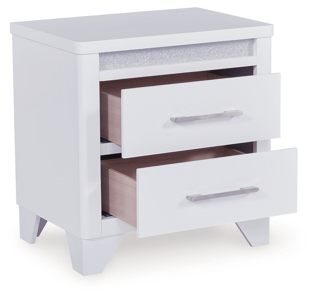 Jarlee Queen Upholstered Panel Bed, Dresser, Mirror, Chest and 2 Nightstands, White