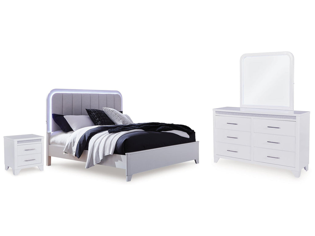 Jarlee White Queen Upholstered Panel Bed