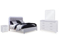 Jarlee White Queen Upholstered Panel Bed