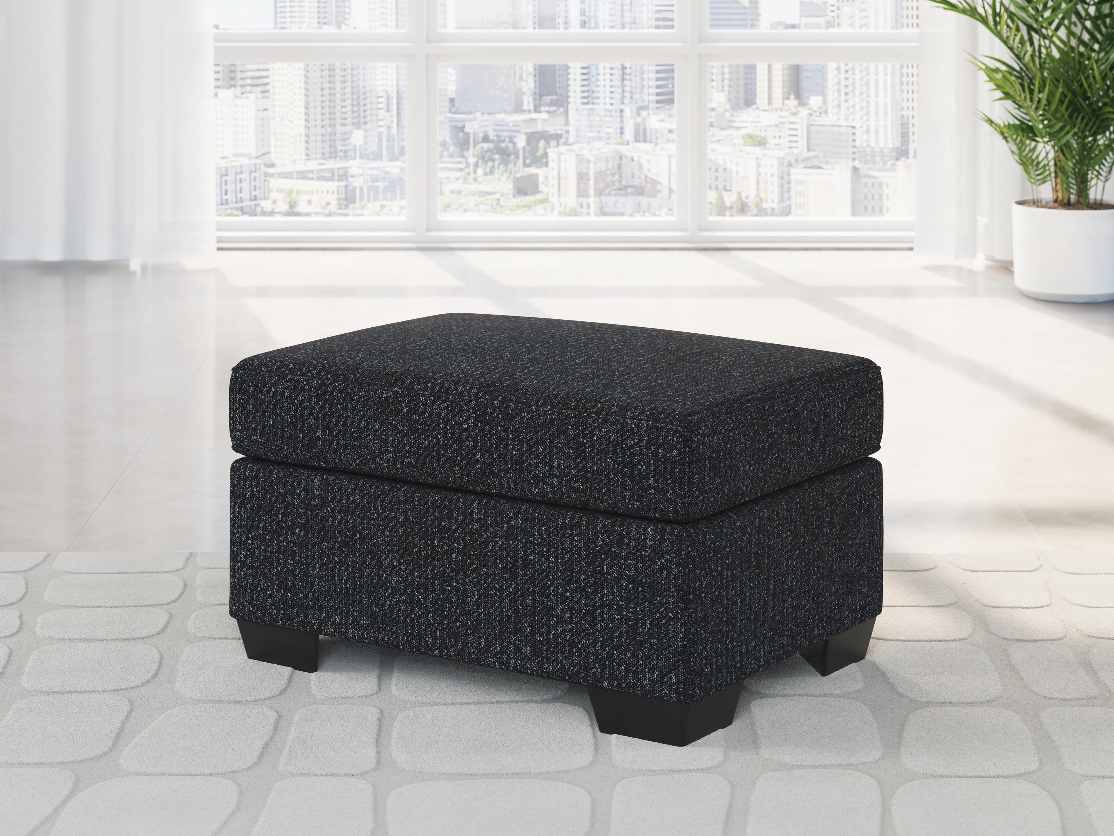 Jasmine Peaks Coal Ottoman