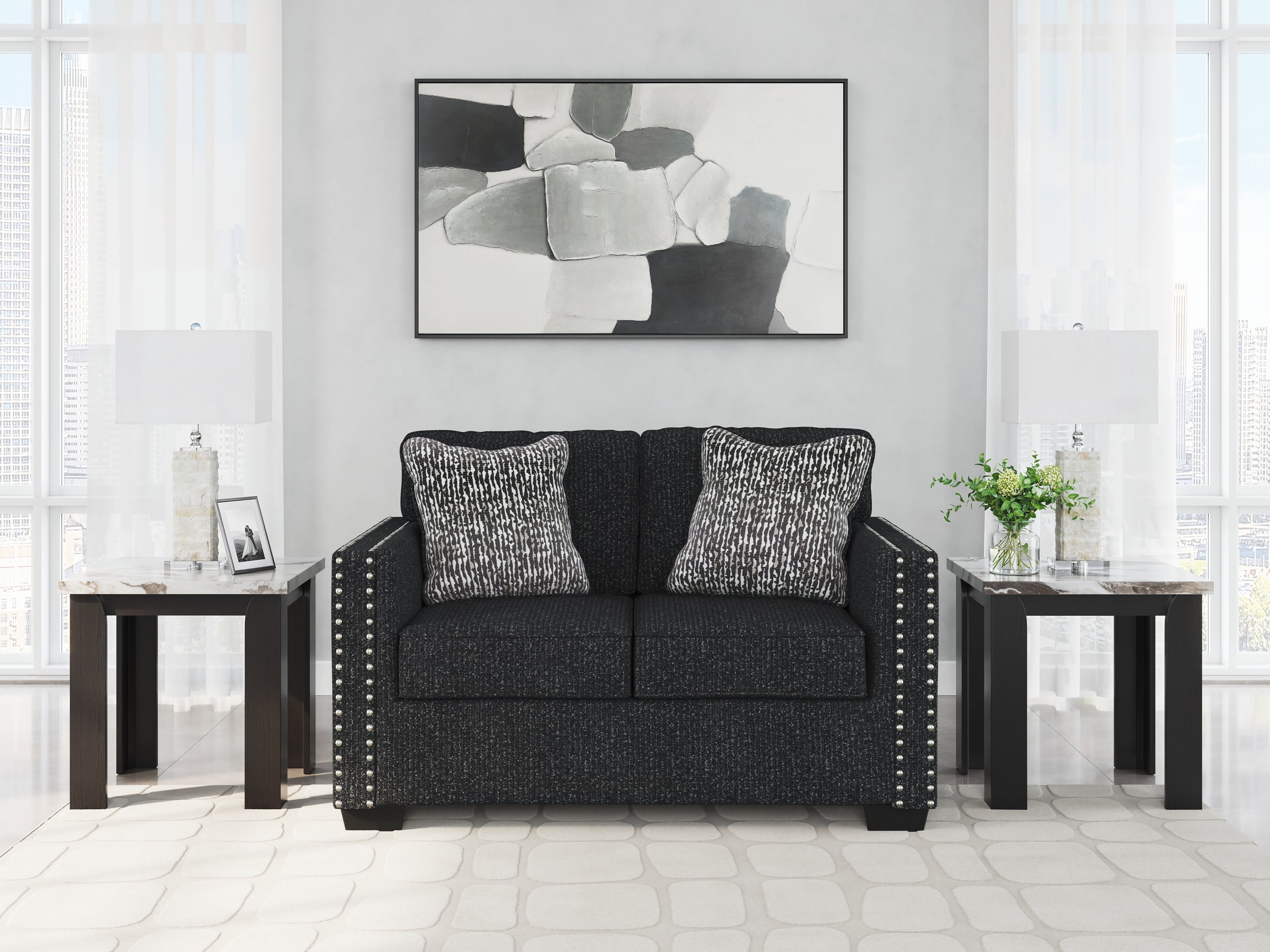 Jasmine Peaks Coal Sofa and Loveseat