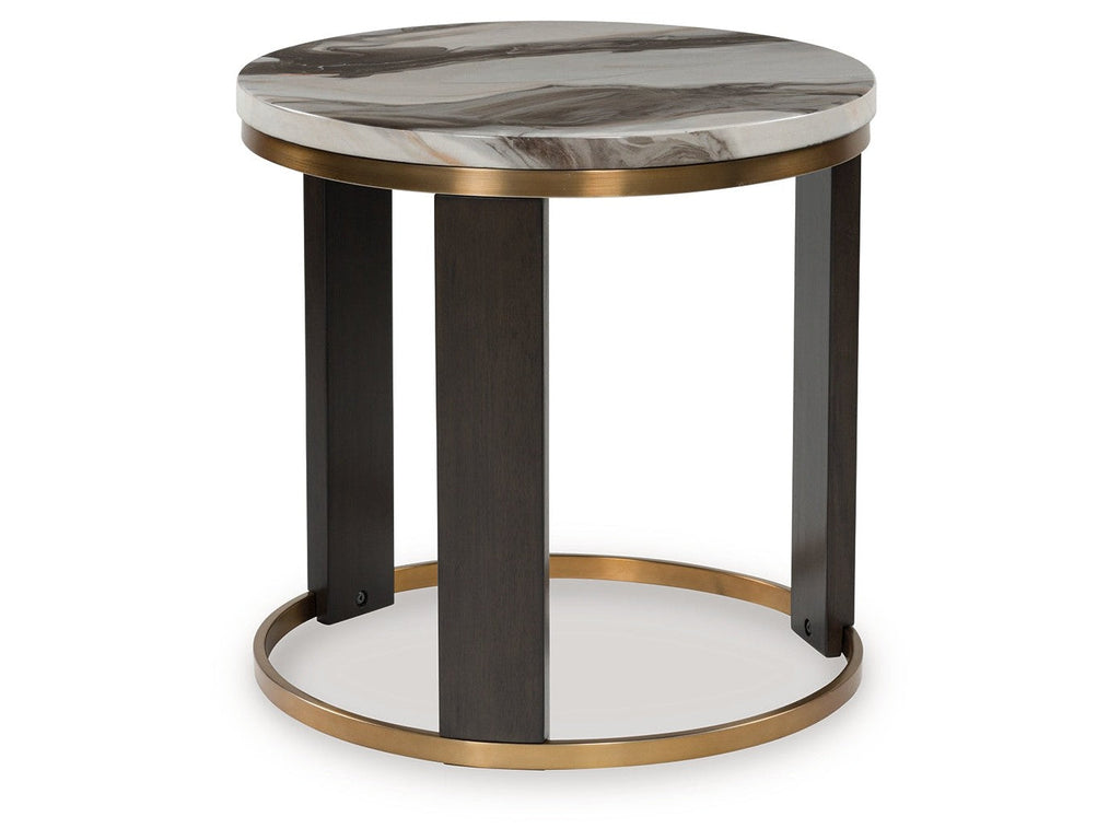 Jazmore Brown/Brass Finish Round End Table