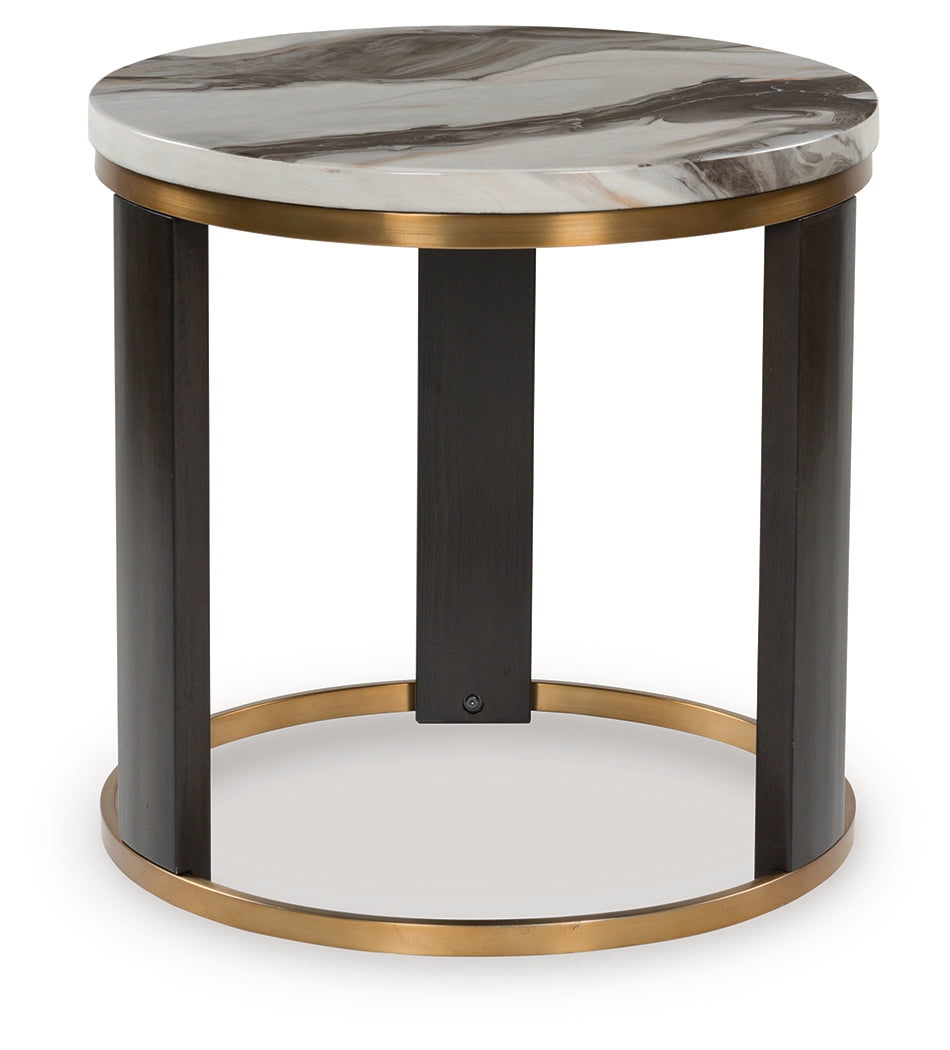 Jazmore Brown/Brass Finish Round End Table