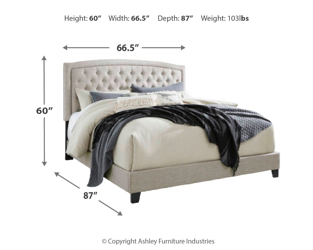 Jerary Gray Upholstered Bed