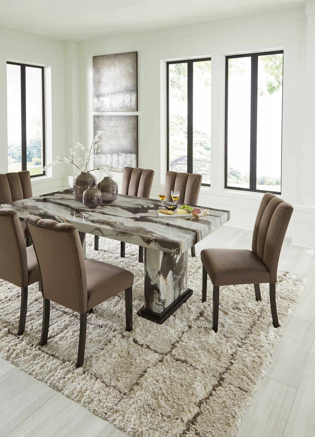 Jeshina Dark Brown/Beige Dining Table