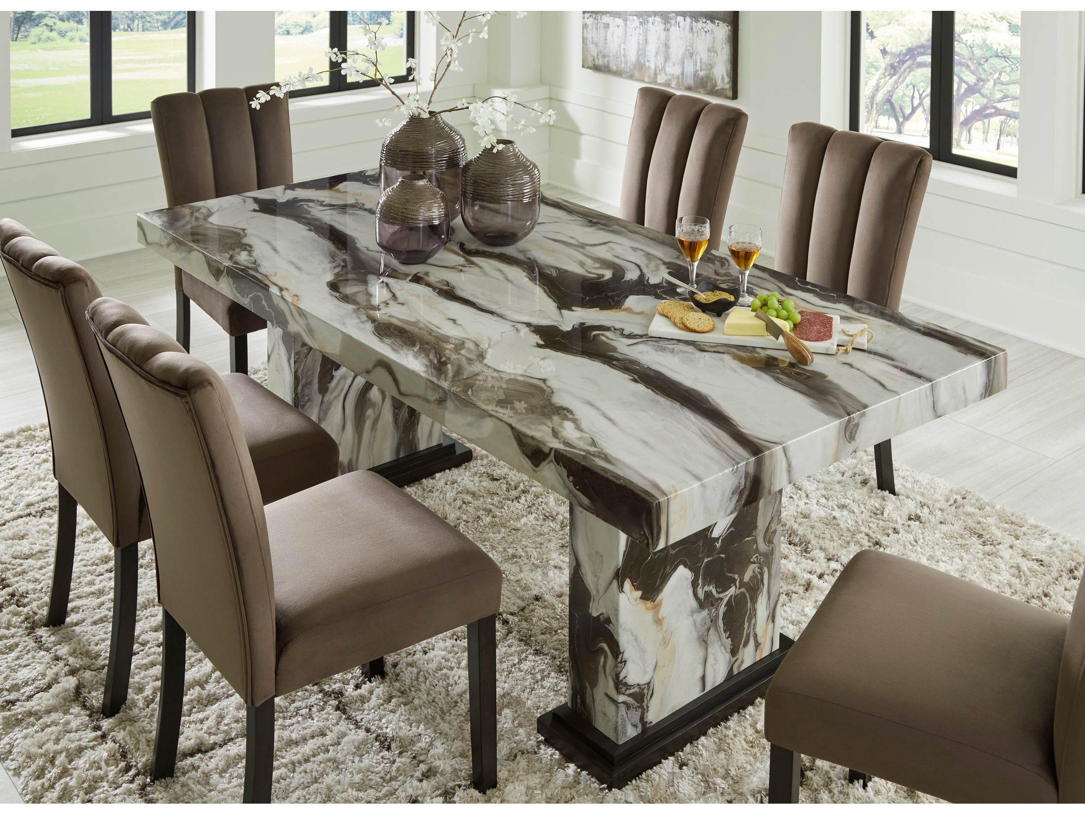 Jeshina Dark Brown/Beige Dining Table