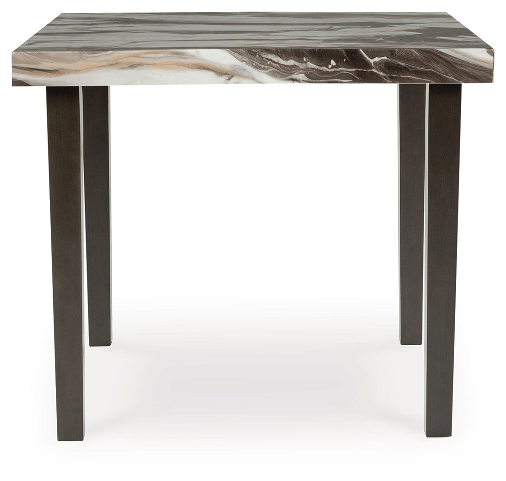Jeshina /Beige/Mocha Counter Height Dining Table and 6 Barstools, Dark Brown