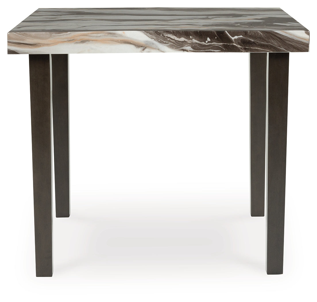 Jeshina /Beige/Mocha Counter Height Dining Table and 4 Barstools, Dark Brown
