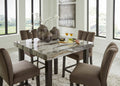 Jeshina /Beige/Mocha Counter Height Dining Table and 4 Barstools, Dark Brown