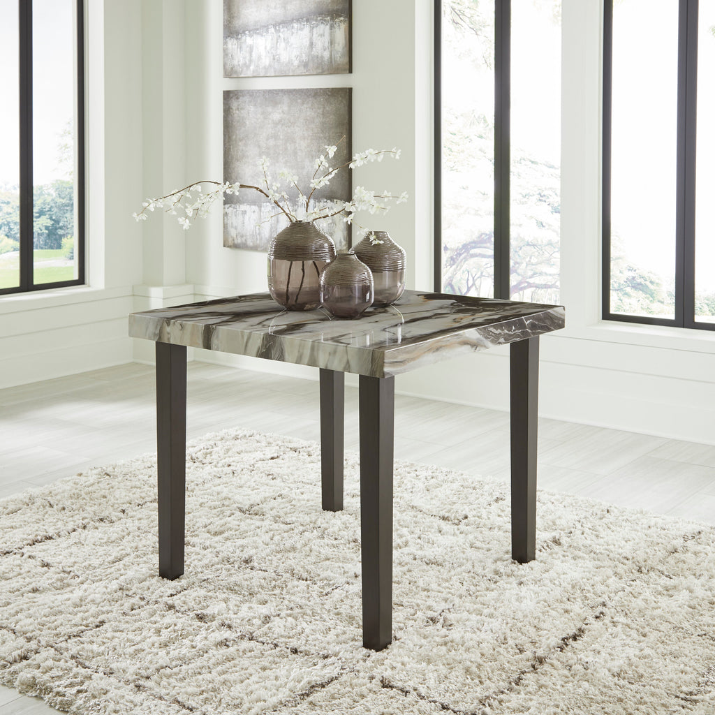 Jeshina /Beige/Mocha Counter Height Dining Table and 6 Barstools, Dark Brown
