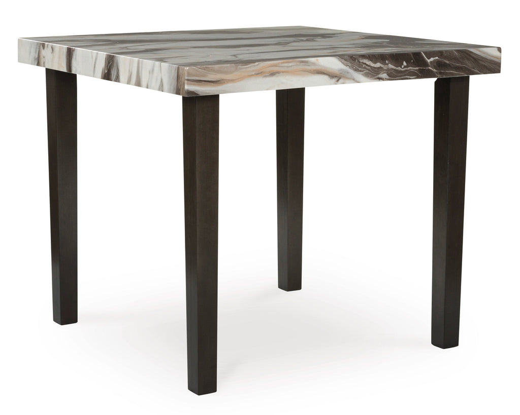 Jeshina /Beige/Mocha Counter Height Dining Table and 4 Barstools, Dark Brown