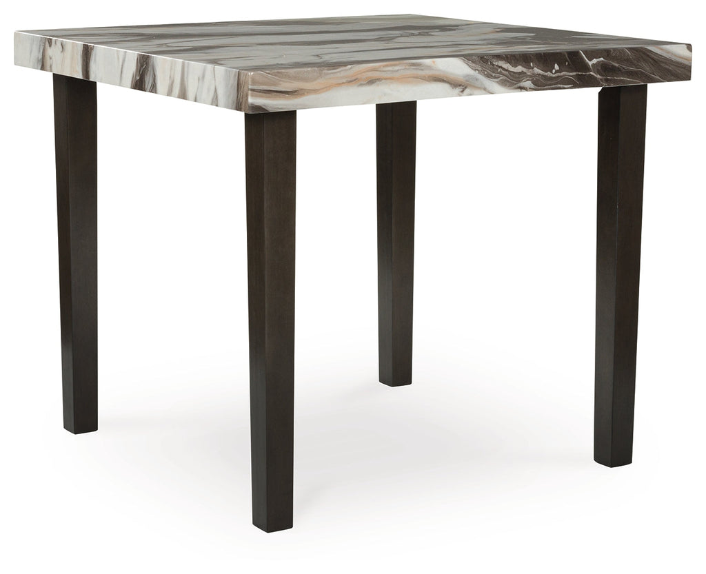 Jeshina Mocha//Beige Counter Height Dining Table and 2 Barstools, Dark Brown