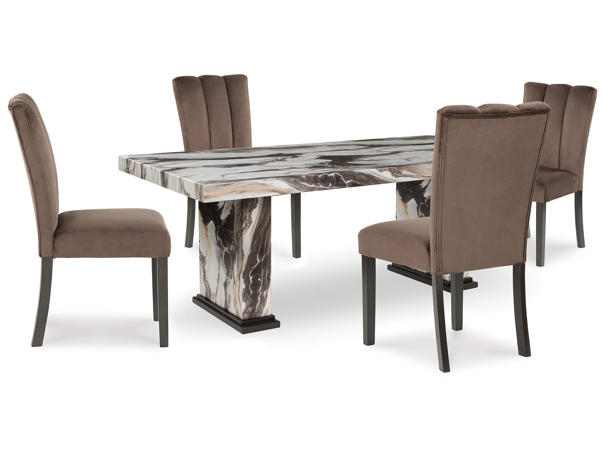 Jeshina Mocha/Dark Brown/Beige Dining Table and 4 Chairs