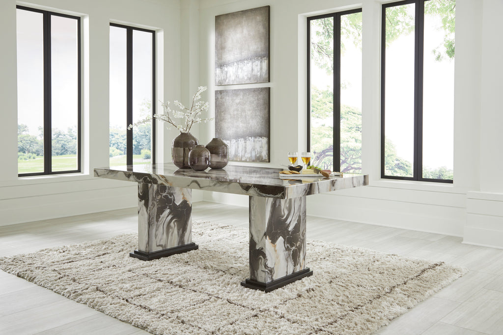 Jeshina Mocha/Dark Brown/Beige Dining Table and 4 Chairs