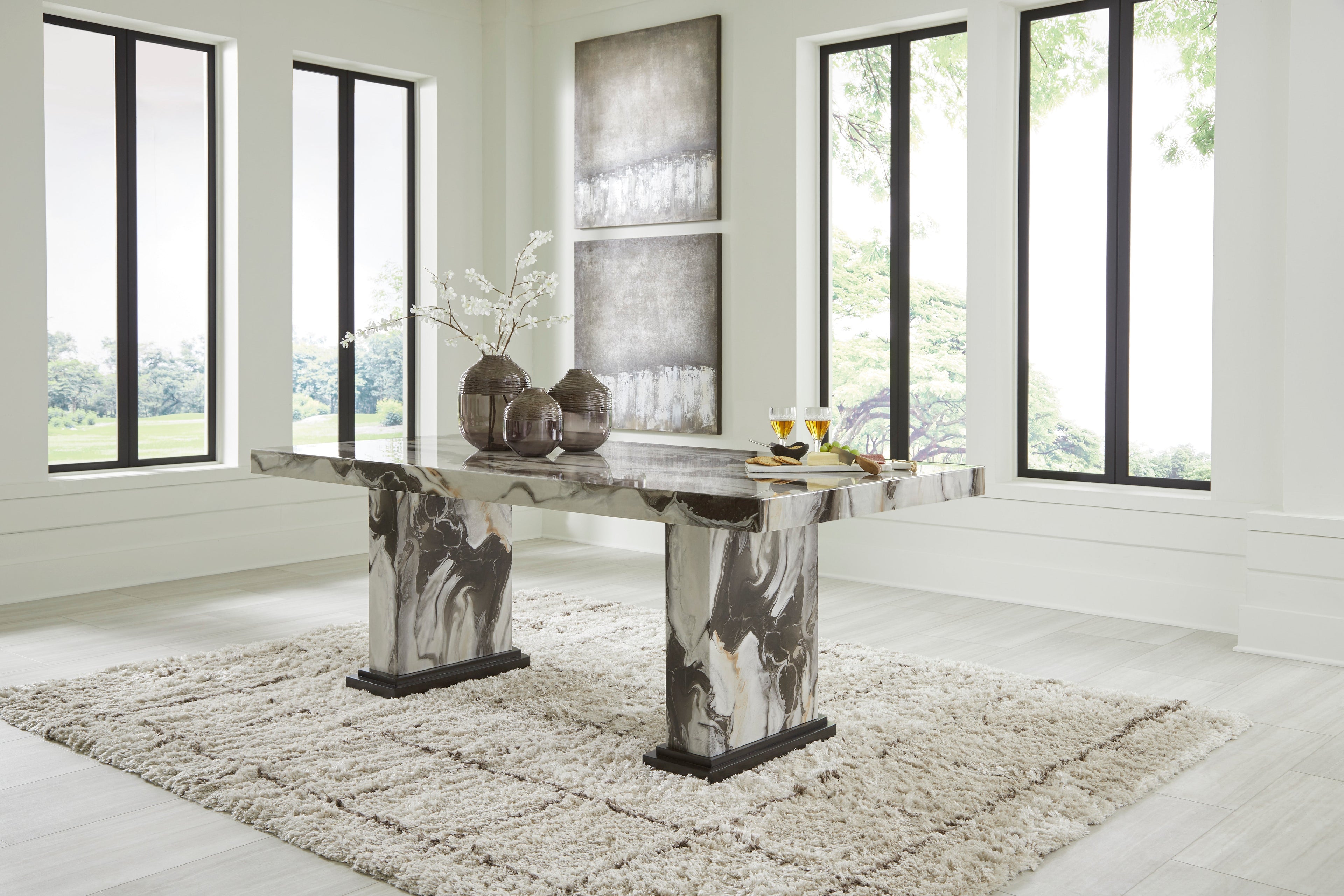 Jeshina Mocha/Dark Brown/Beige Dining Table and 4 Chairs