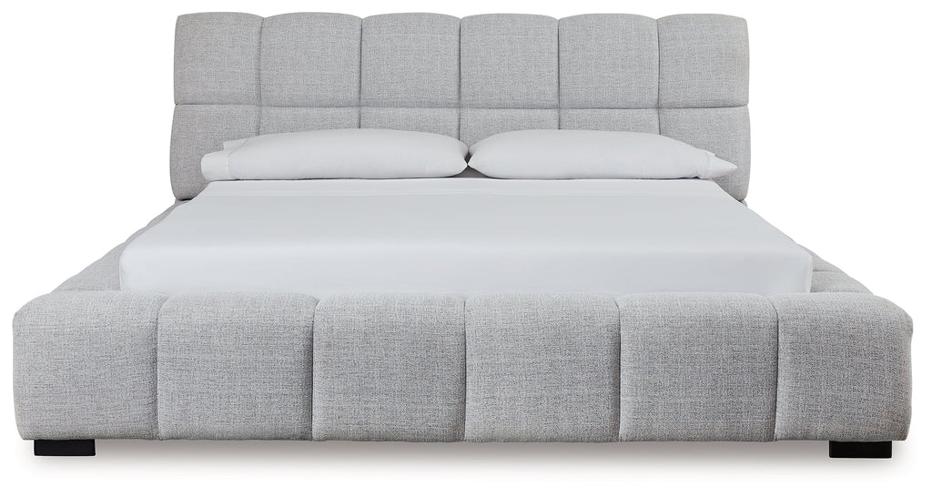 Jesstean Light Gray California King Upholstered Bed