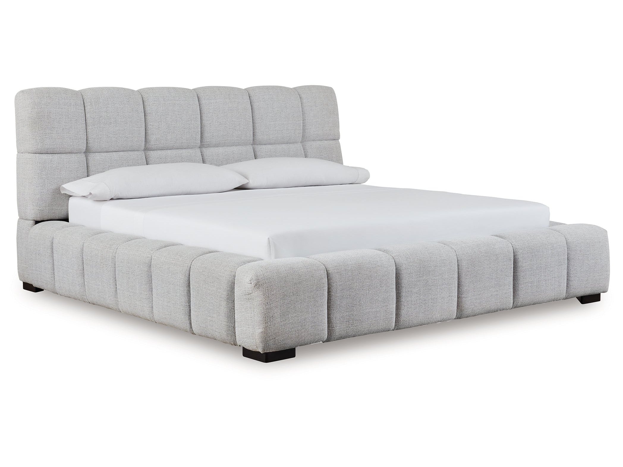Jesstean Light Gray King Upholstered Bed