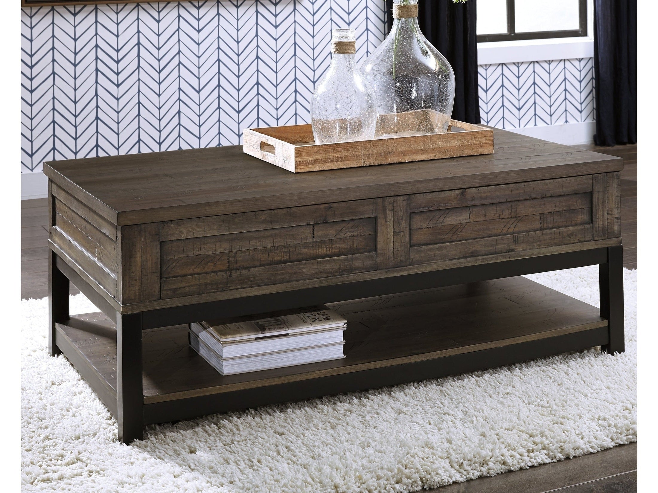 Johurst Grayish Brown Lift Top Coffee Table