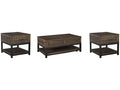 Johurst Grayish Brown Lift-top Coffee Table and 2 End Tables