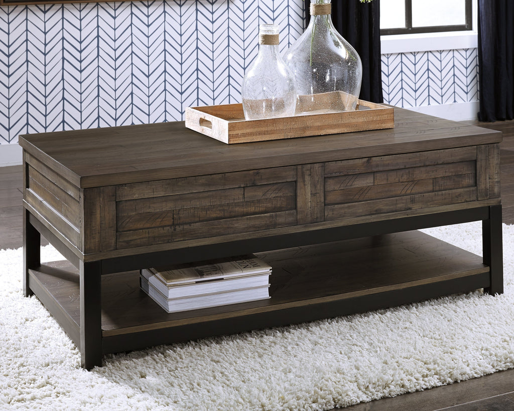 Johurst Grayish Brown Lift-top Coffee Table and 2 End Tables