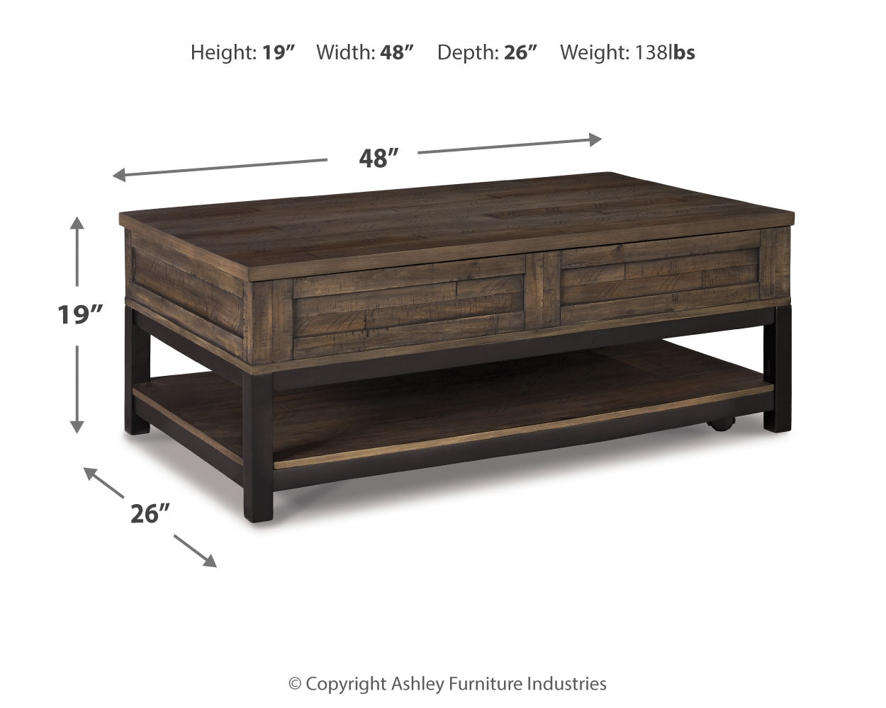 Johurst Grayish Brown Lift-top Coffee Table and 2 End Tables
