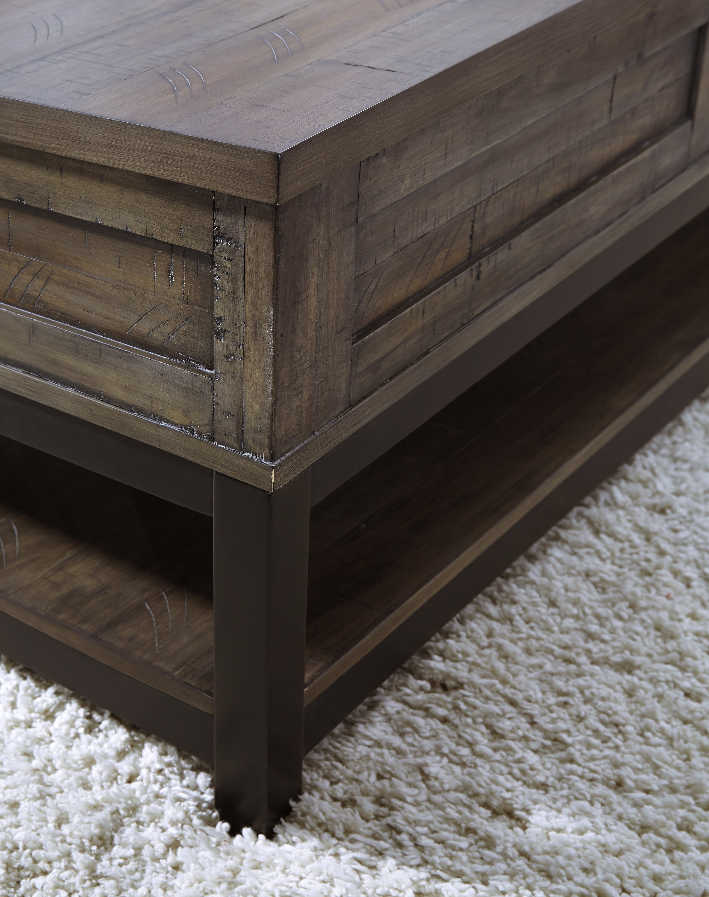 Johurst Grayish Brown Lift-top Coffee Table and 2 End Tables