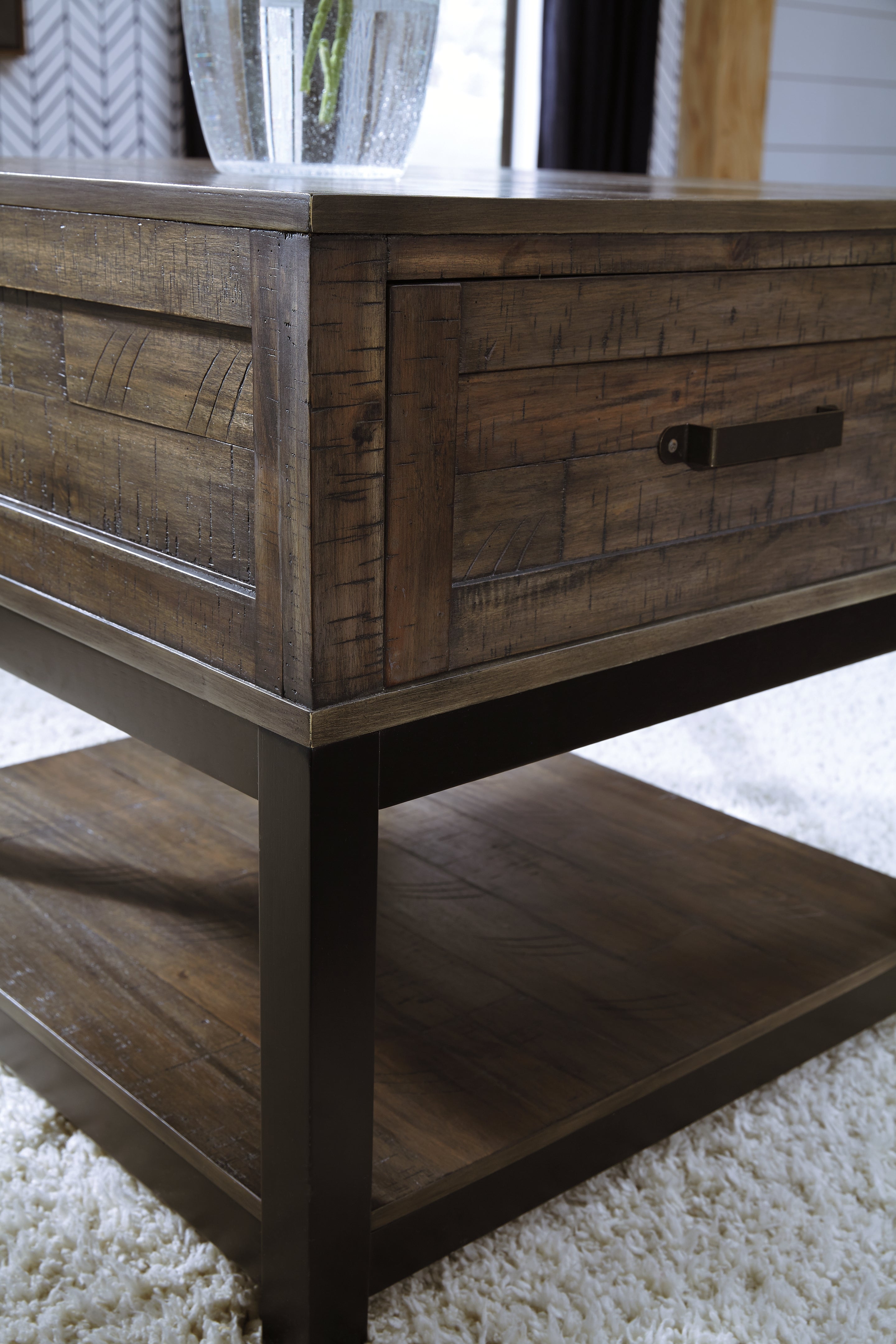 Johurst Grayish Brown Lift-top Coffee Table and 2 End Tables