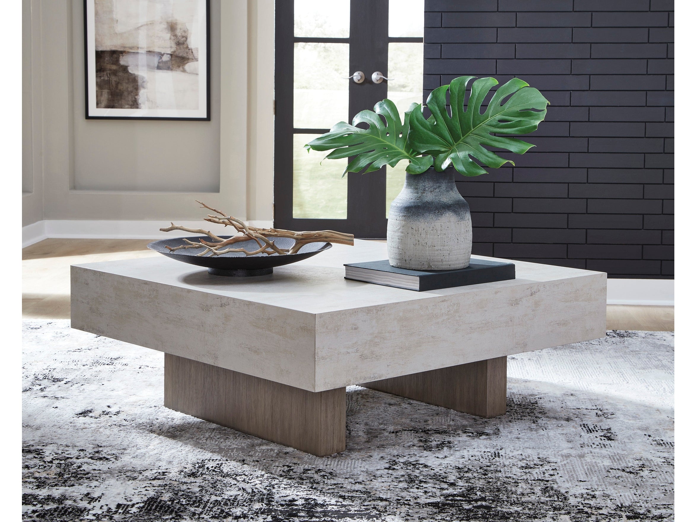 Jorlaina Light Grayish Brown Square Cocktail Table