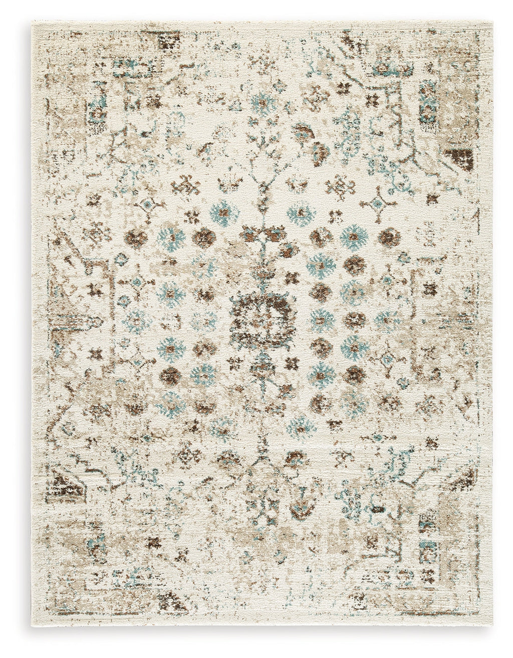 Jossler Ivory/Brown/Teal 5' x 7' Rug