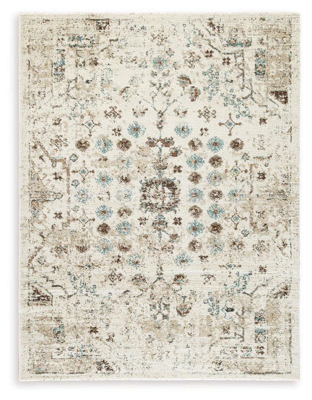 Jossler Ivory/Brown/Teal 5' x 7' Rug