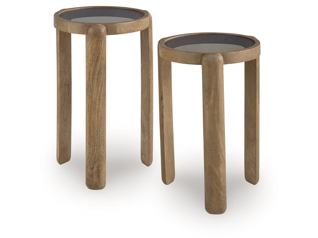 Jossor Light Brown Accent Table Set (Set of 2)