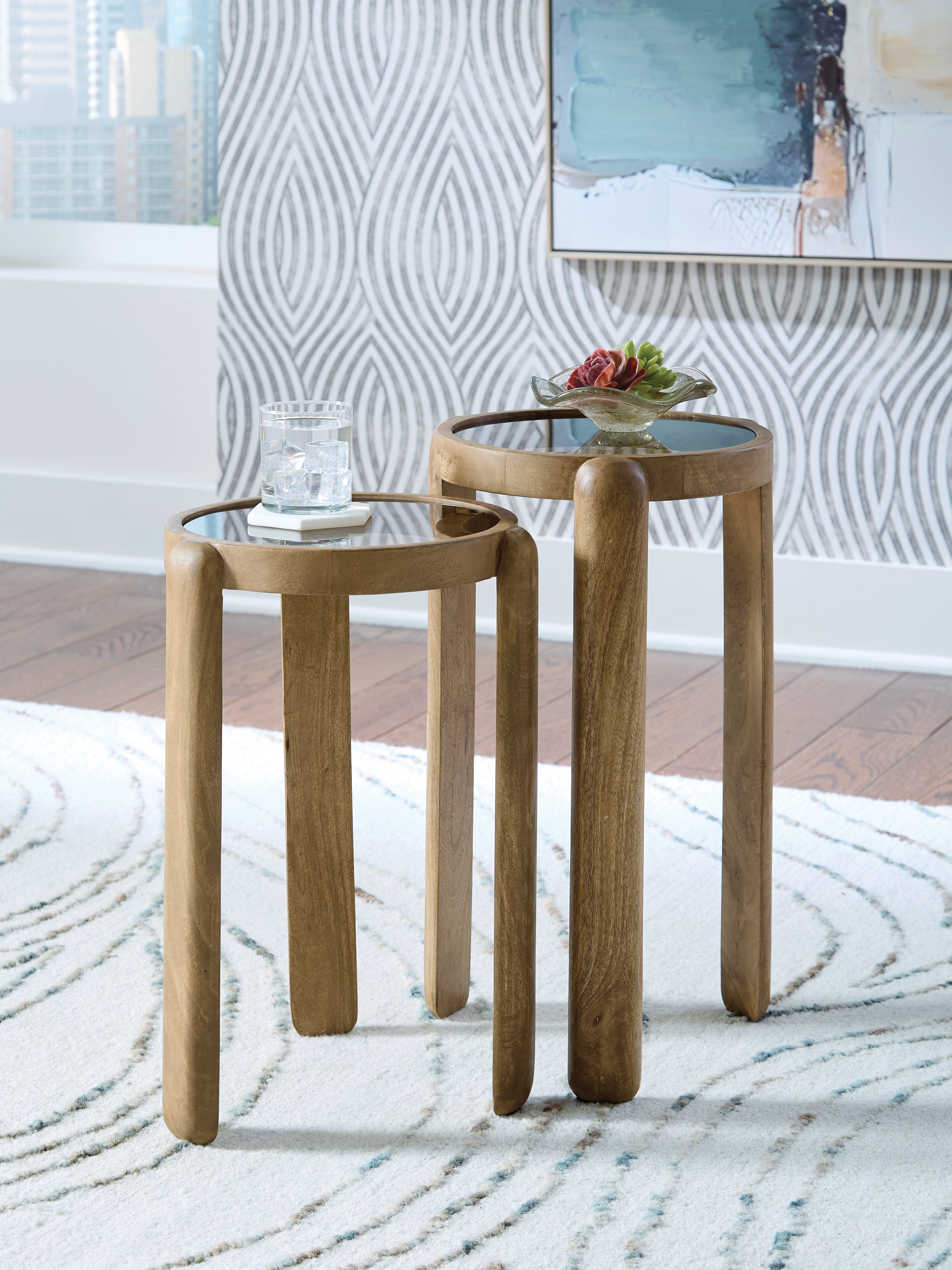 Jossor Light Brown Accent Table Set (Set of 2)