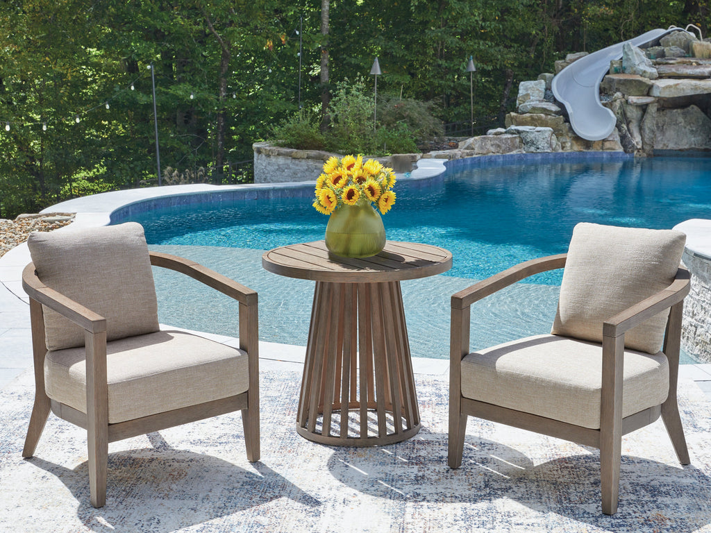Joy Lagoon Beige Chairs w/CUSH/Table Set (Set of 3)