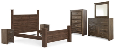 Juararo California King Poster Bedroom Set, Brown