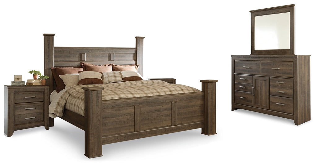 Juararo California King Poster Bedroom Set, Brown