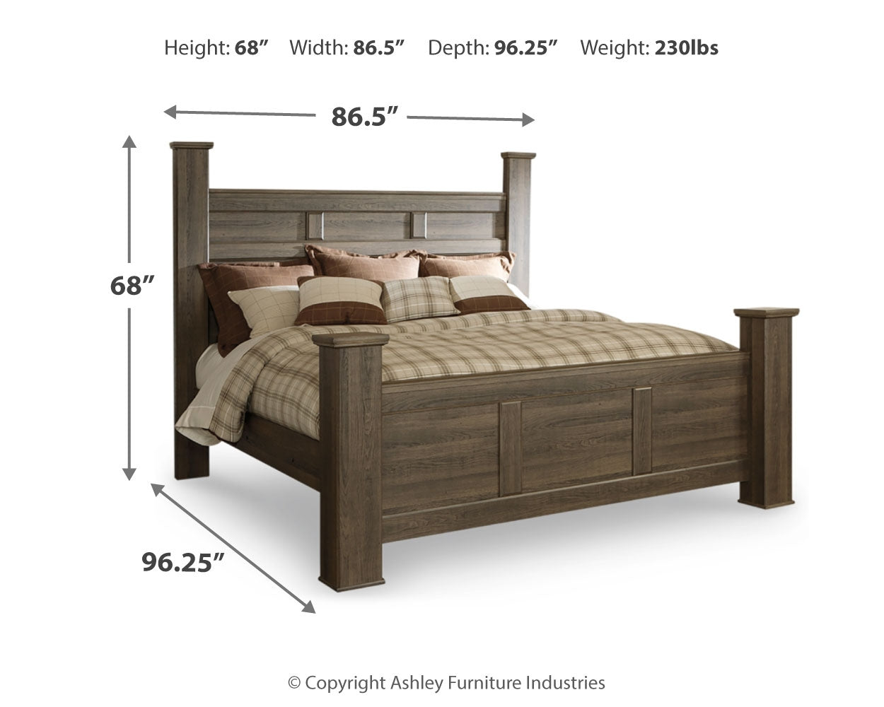 Juararo California King Poster Bedroom Set, Brown