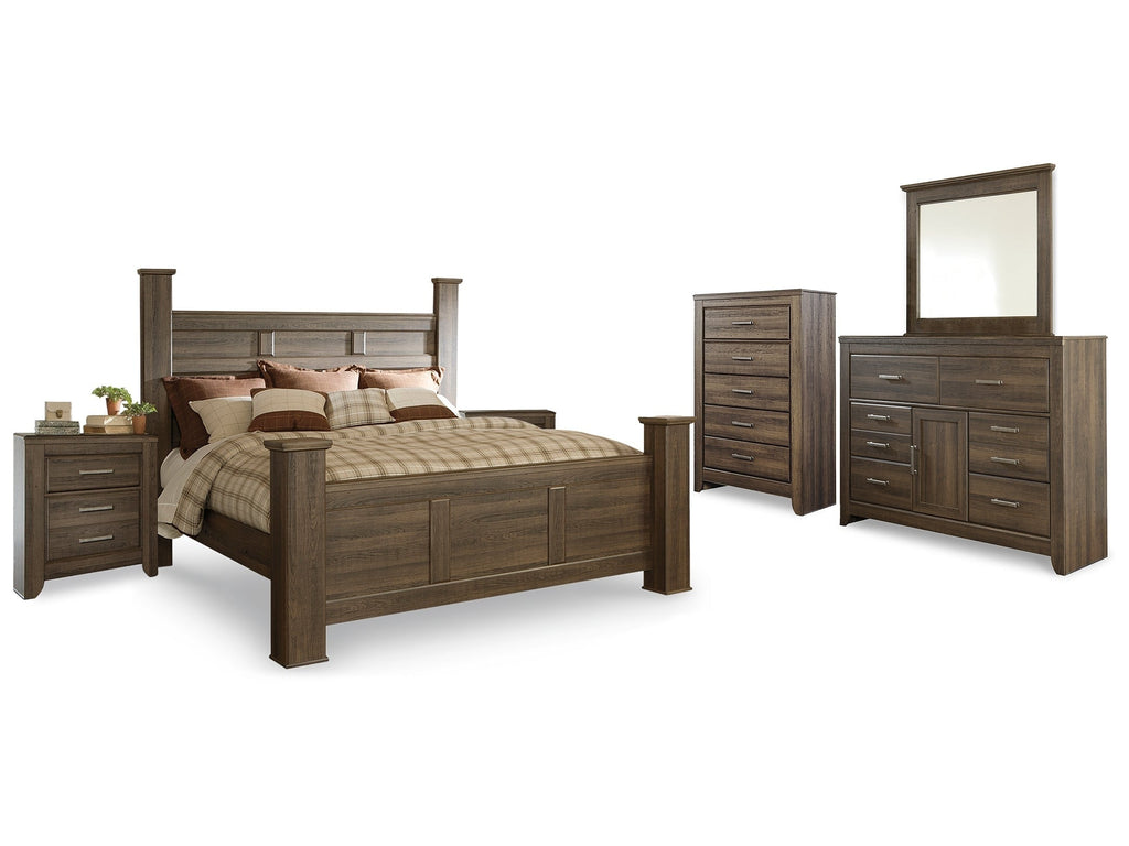 Juararo King Poster Bedroom Set, Brown