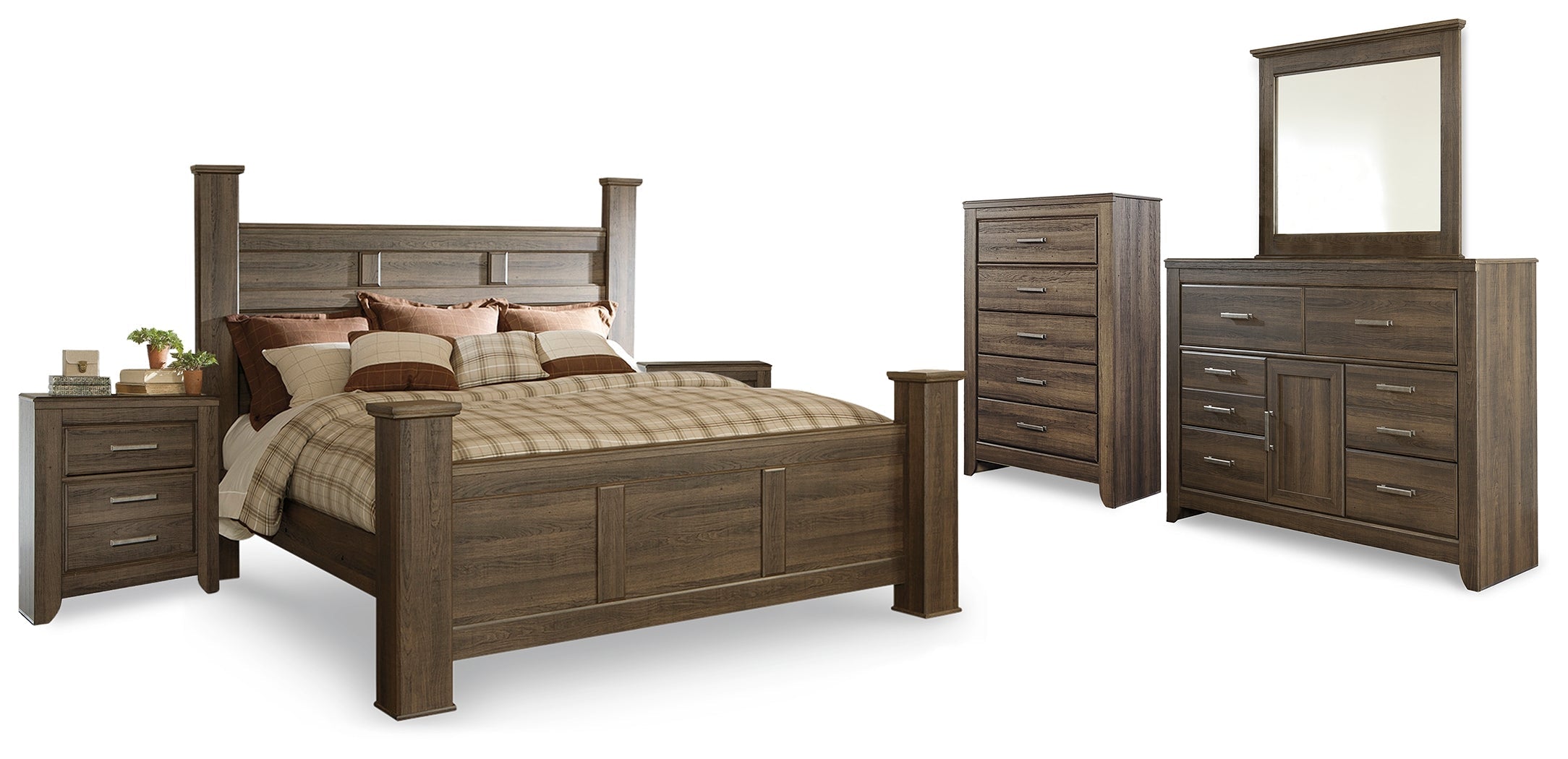 Juararo King Poster Bedroom Set, Brown