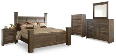 Juararo King Poster Bedroom Set, Brown