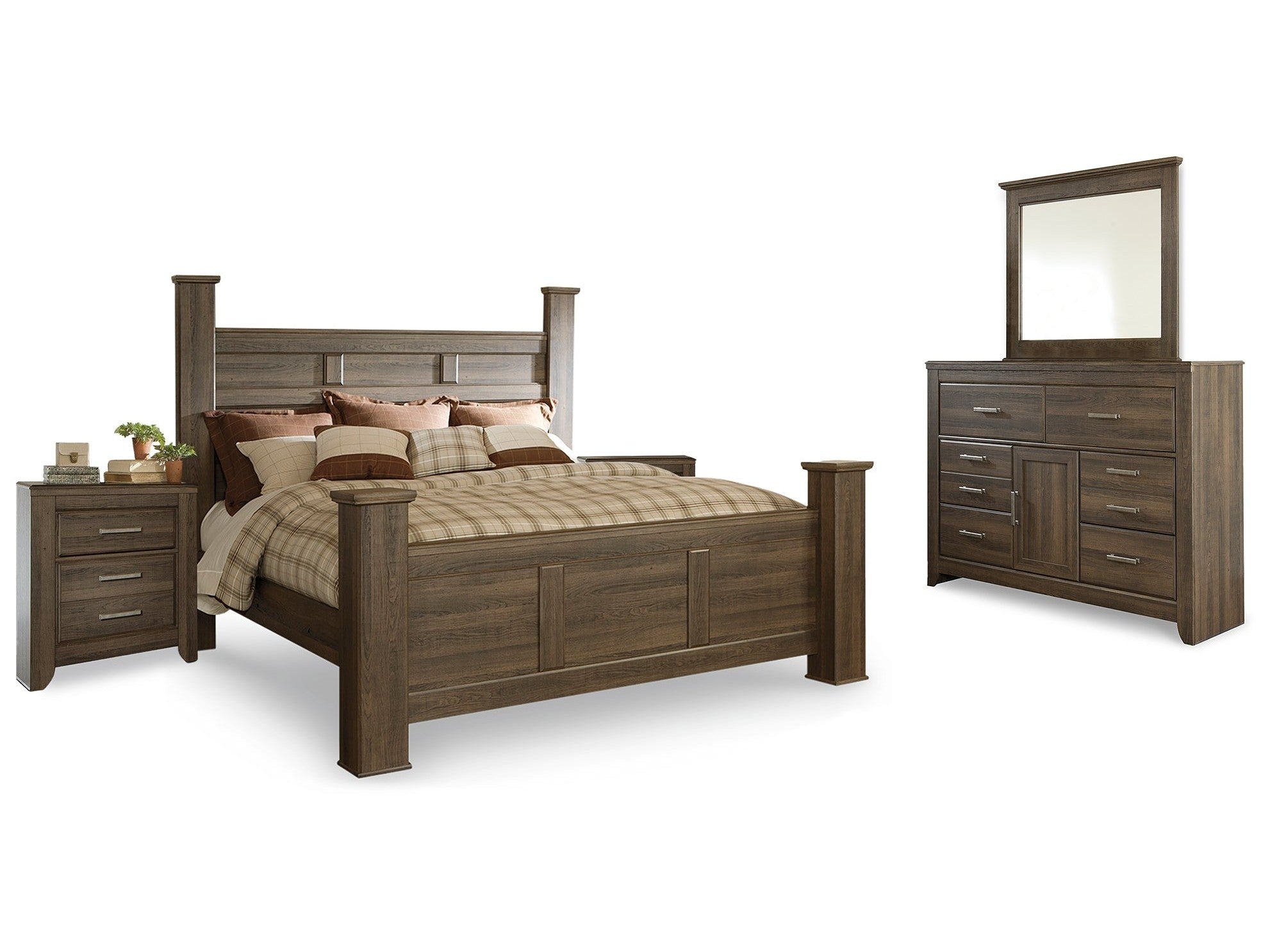 Juararo King Poster Bedroom Set, Brown