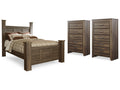 Juararo Brown Queen Poster Bedroom Set with 2 Chests