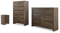 Juararo Dark Brown Dresser, Chest and Nightstand