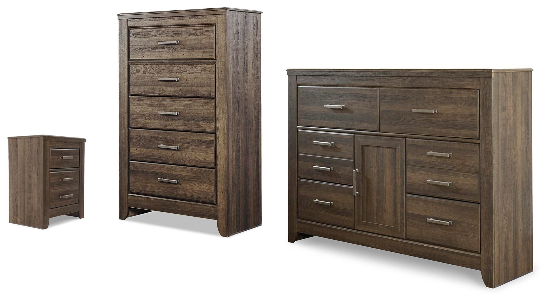Juararo Dark Brown Dresser, Chest and Nightstand