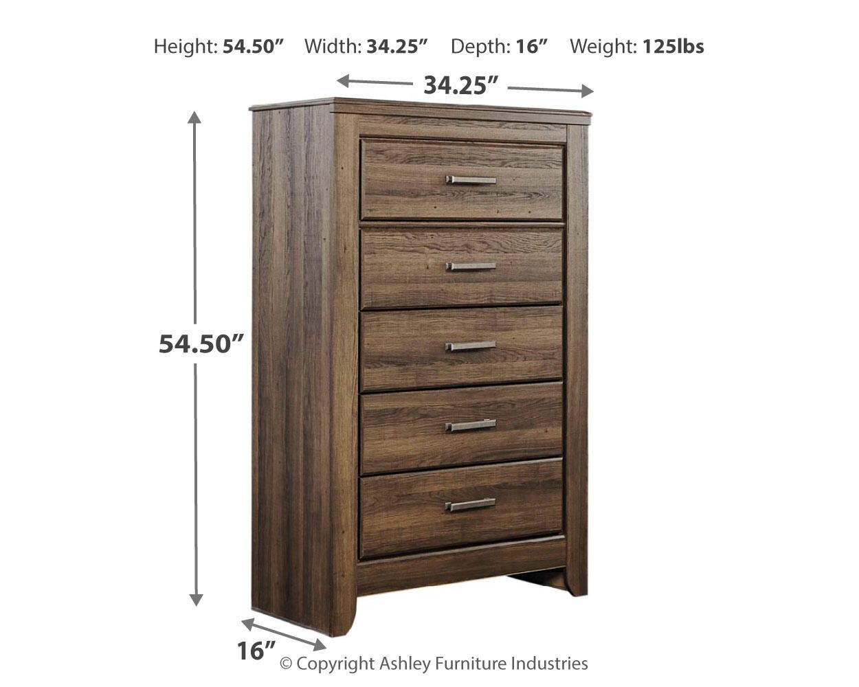 Juararo Dark Brown Dresser, Chest and Nightstand