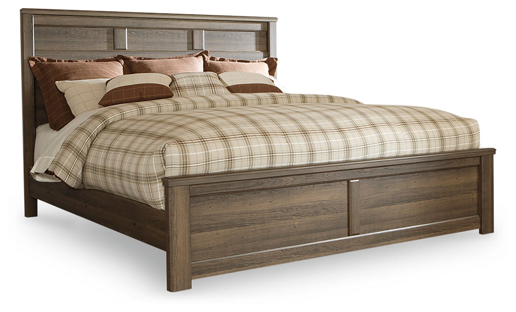 Juararo Dark Brown King Panel Bedroom Set with 2 Nightstands