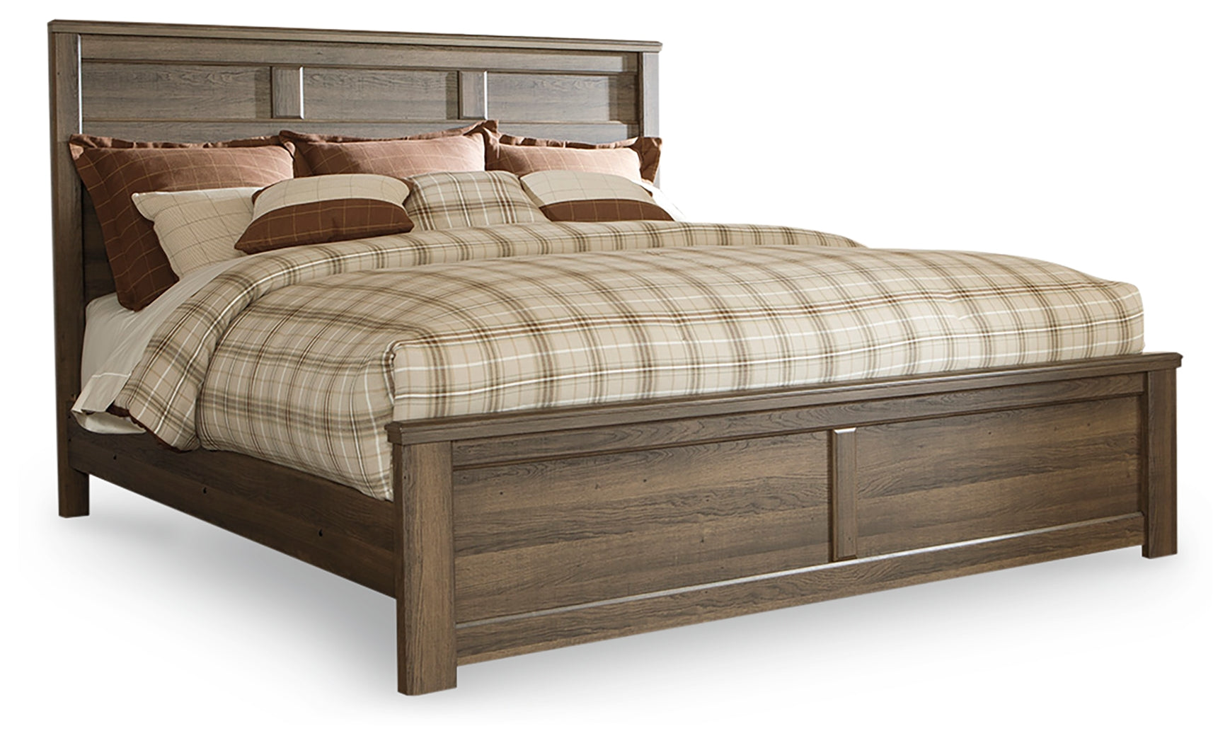 Juararo Dark Brown King Panel Bedroom Set with 2 Nightstands